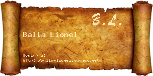 Balla Lionel névjegykártya